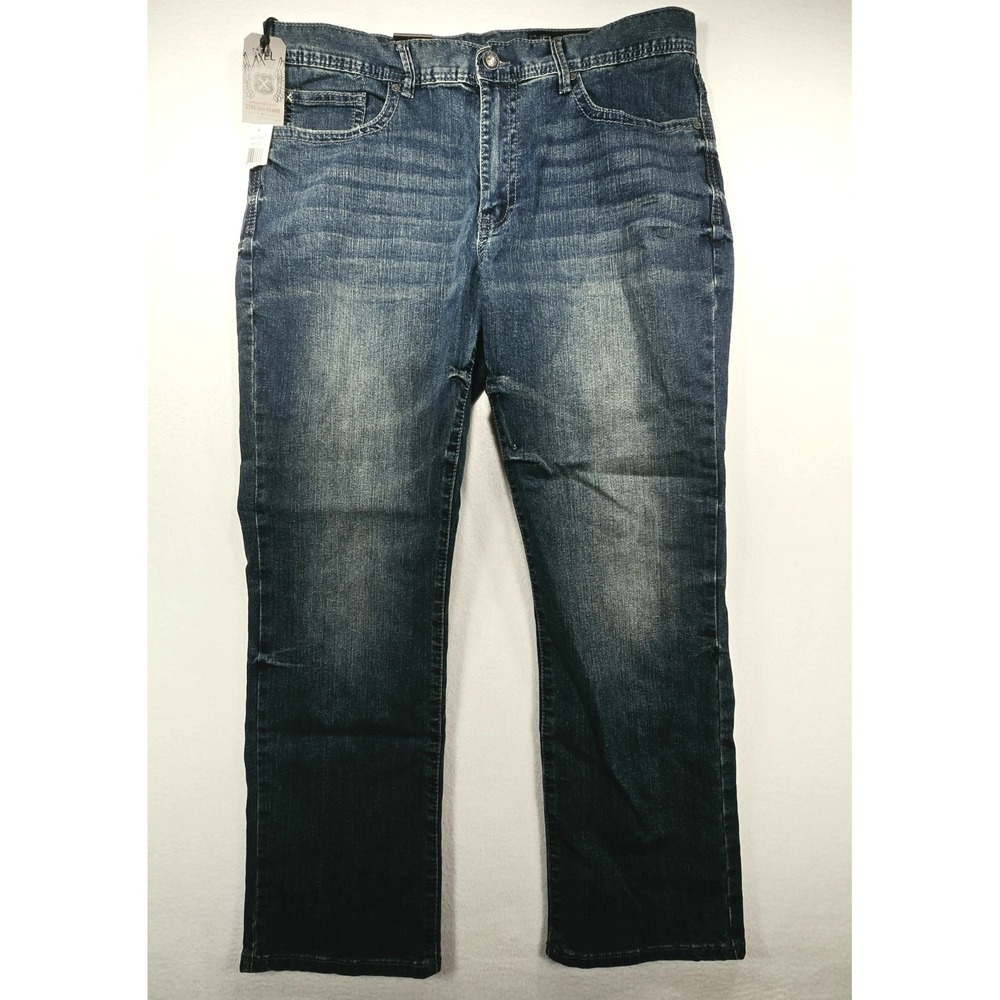 TK Axel Slim Straight Jeans Mens 38x30 Addison Blue Stretch Denim AX41005-57S